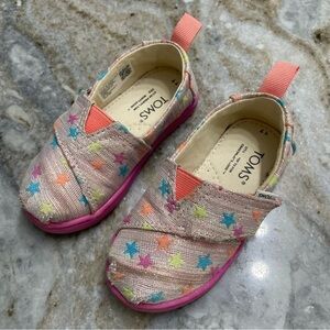 TOMS Alpargata Pink Glimmer Stars Shoes